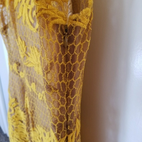 Yoana Baraschi Honeycomb Yellow Lace Dress 8 - Picture 8 of 8
